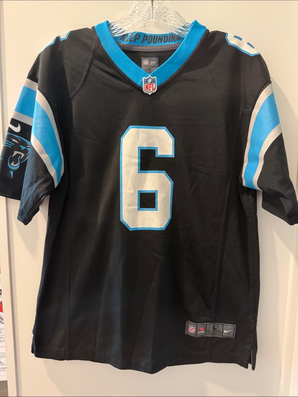 NFL Mayfield Black Carolina Panthers Jersey size Large